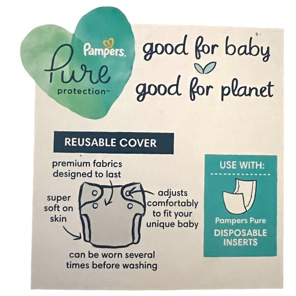 Pampers Pure Hybrid Reusable Cloth Diaper Cover  One Size - Jungle Pattern - Picture 3 of 5